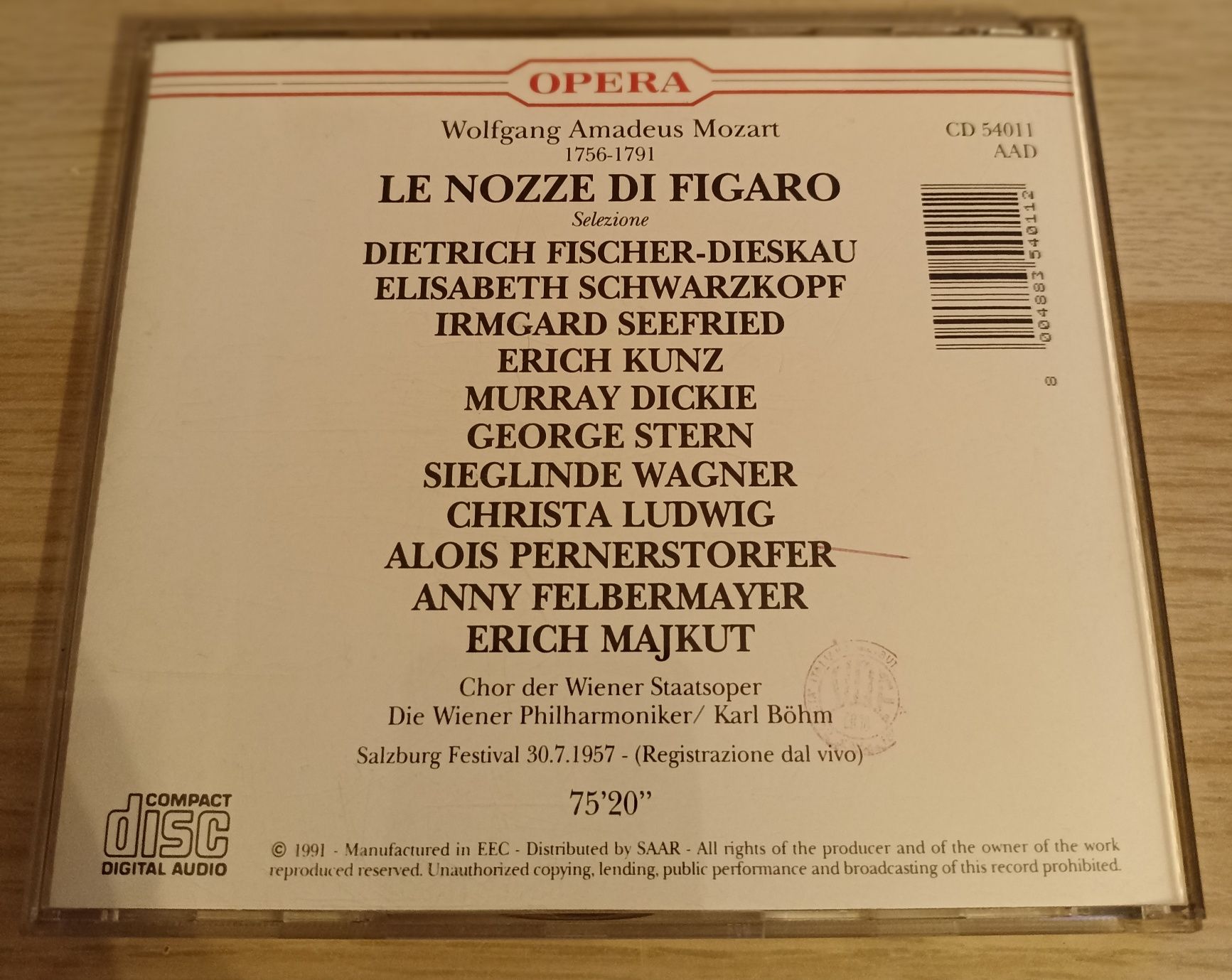 Le Nozze Di Figaro, Mozart, płyta CD