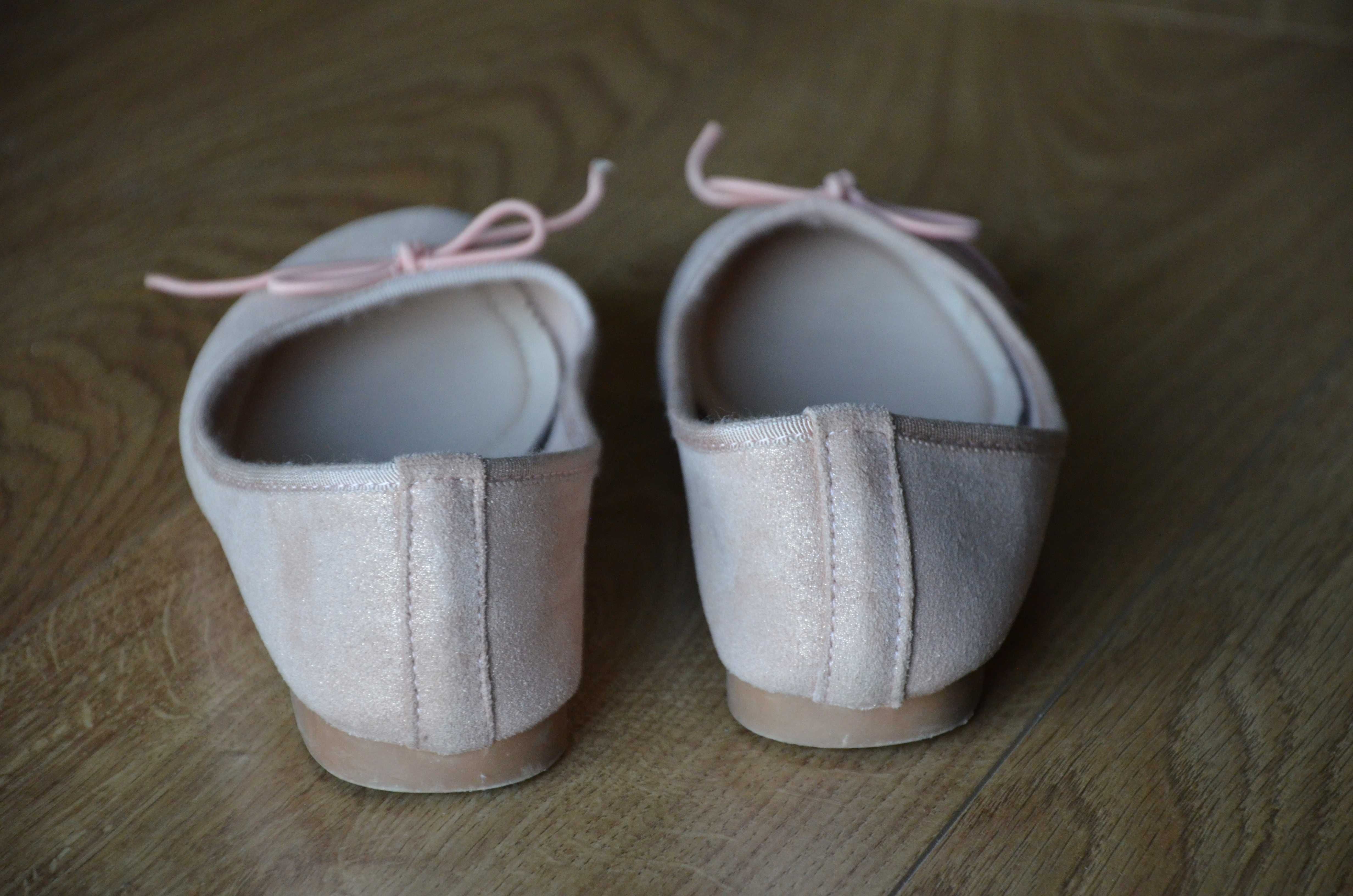 Pudrowe różowe baleriny buty jak nowe rozmiar 33