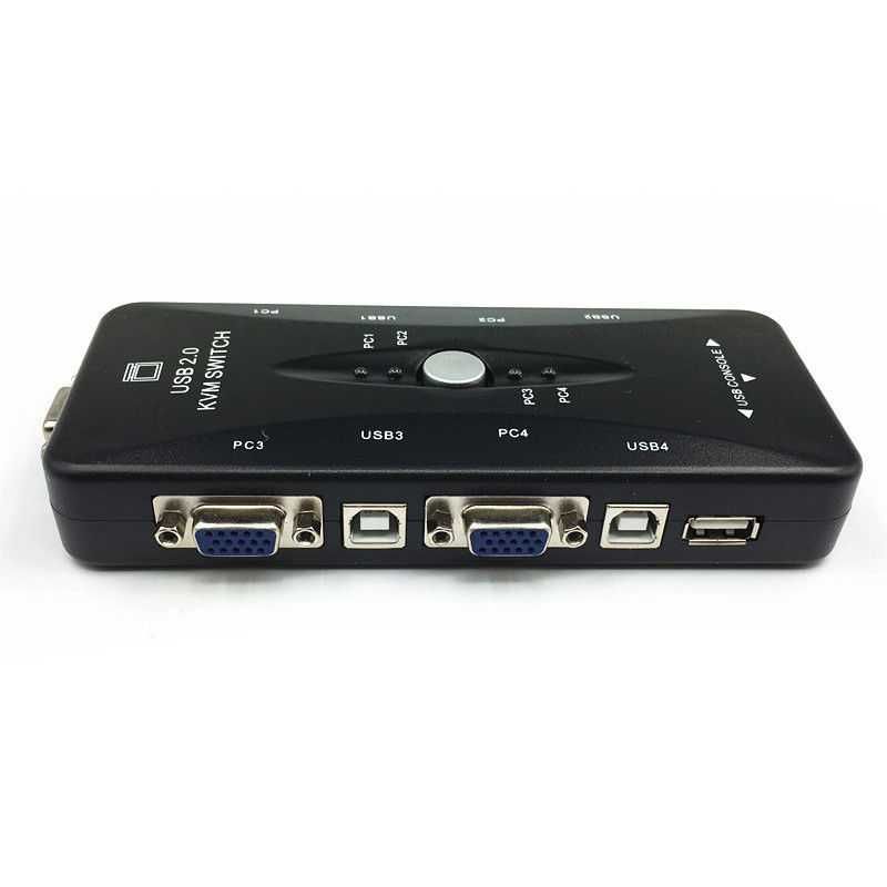 Comutador Switch KVM 4x PC's / VGA c/ USB p/ Impressora Teclado Rato