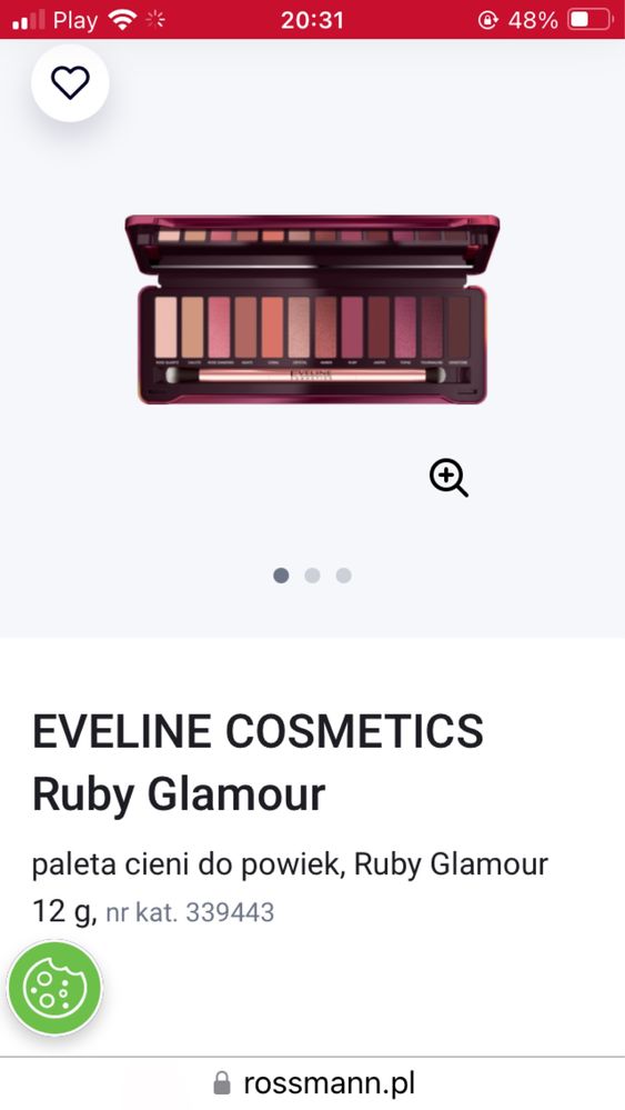 Paleta 12 cieni do powiek Ruby Glamour Eveline