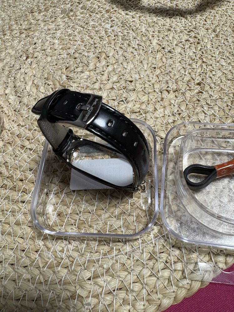 Paski Mi band 5 6 6NFC złoty, róż złoto, czarny, eko skóra czarny 5szt