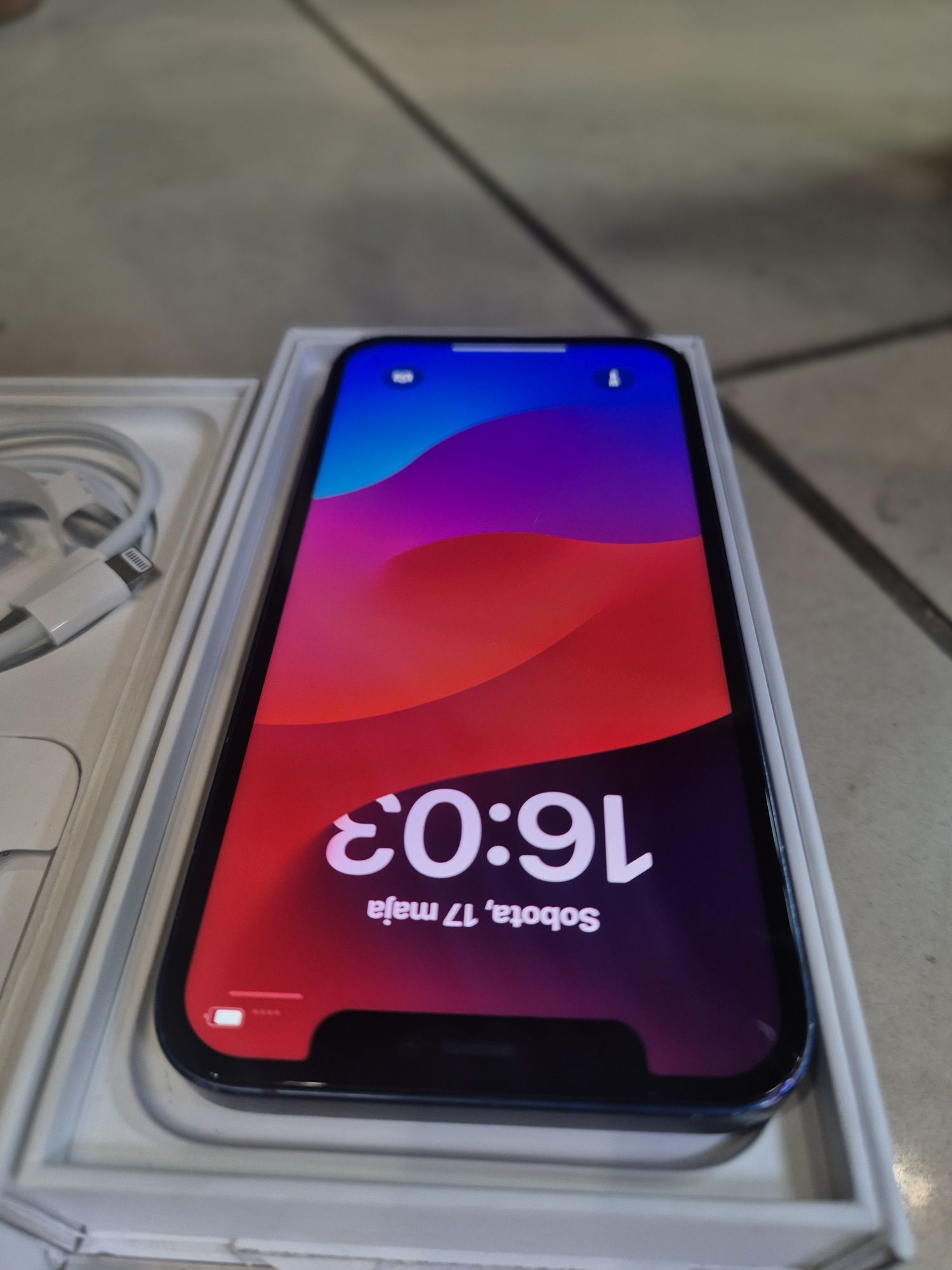 SMARTFON IPHONE 12 92% Bateria nowy ekran niebieskiI