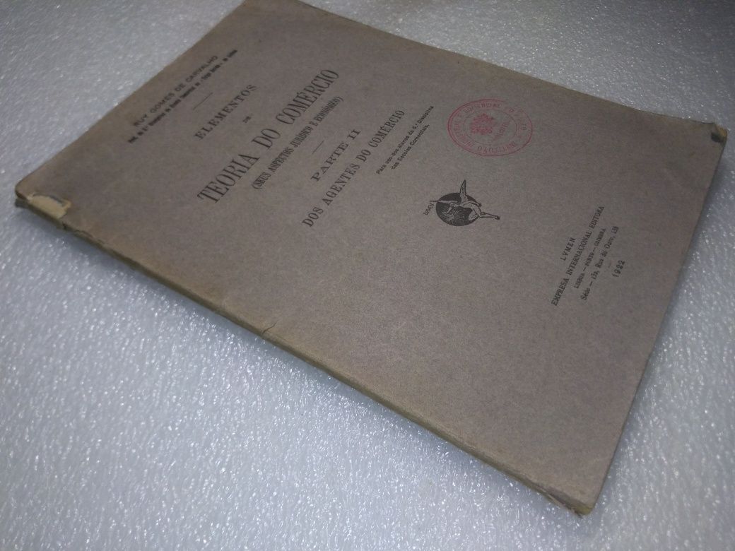 Antigo livro elementos da teoria do comercio de 1922