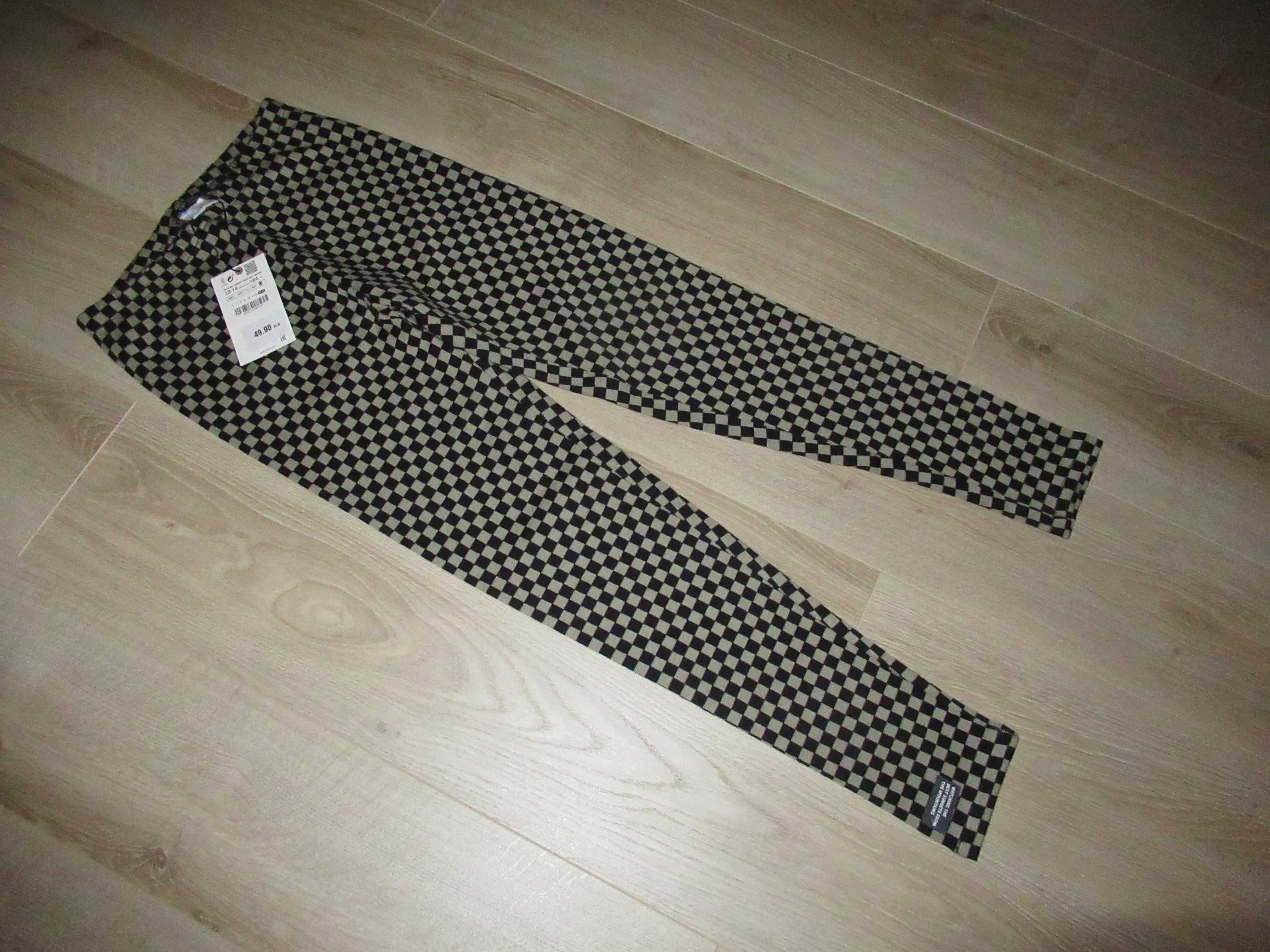 Zara ciepłe legginsy w szachownicę dla dziewczynki 164