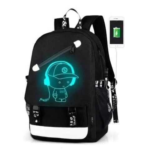 Водонепроникний рюкзак мusic з USB, що світиться у темряві