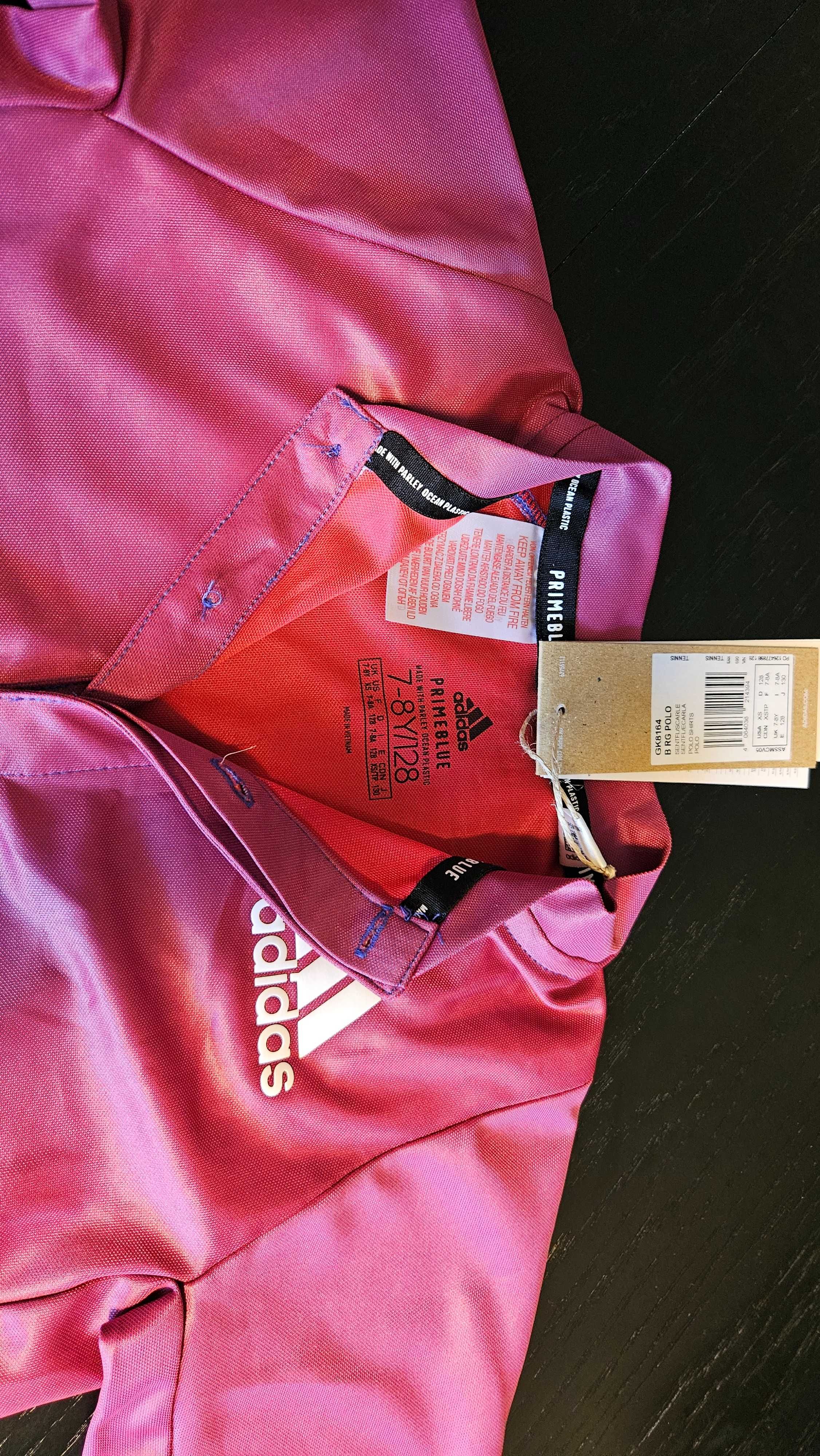 Adidas NOWA (metka)  koszulka funkcyjna polo różowa 7-8lat 128