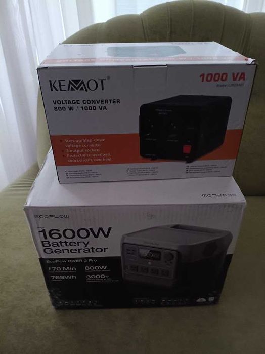 Зарядна станція EcoFlow River 2 Pro 768Wh USA +  перетворювач KEMOT