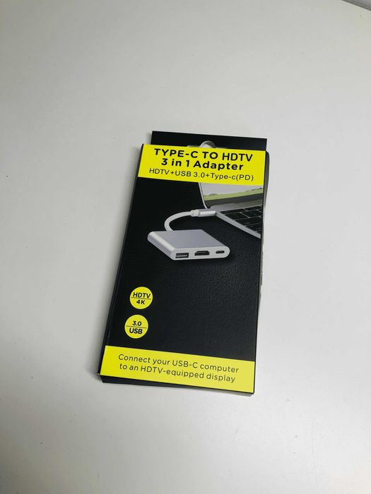 Adapter Typ-C 3w1 HDMI, ładowanie USB 3.1 kompatybilny z Windows Apple