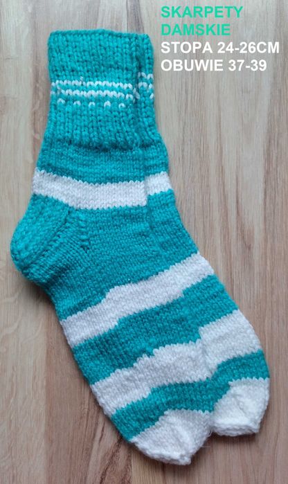 Skarpety damskie, dziewczęce rękodzieło Leokadia 24-26 cm obuwie 37-39