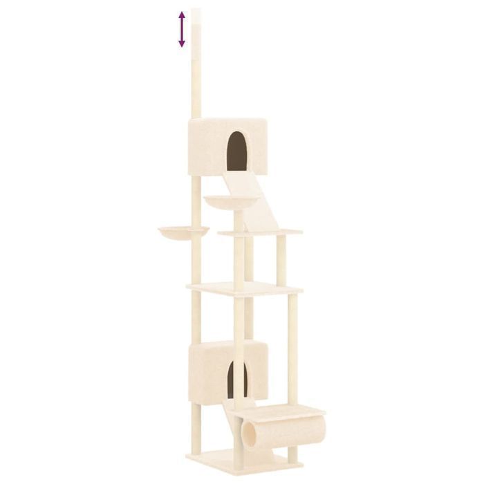 Vidaxl Drzewko Dla Kota, Od Podłogi Po Sufit, Kremowe, 277-303 Cm