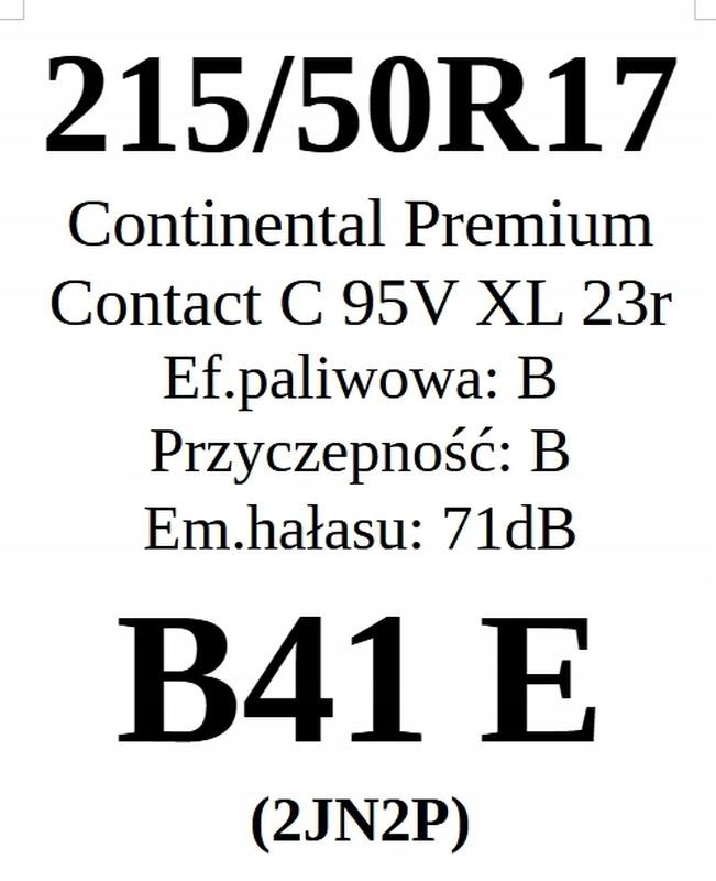 4x 215/50r17 Continental PremiumContact C 95v
