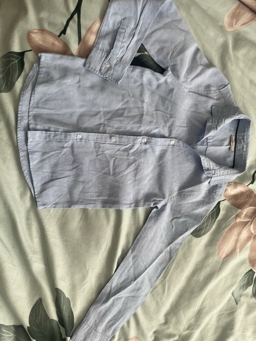 Niebieska koszula z dlugim rekawem dla chlopca 134