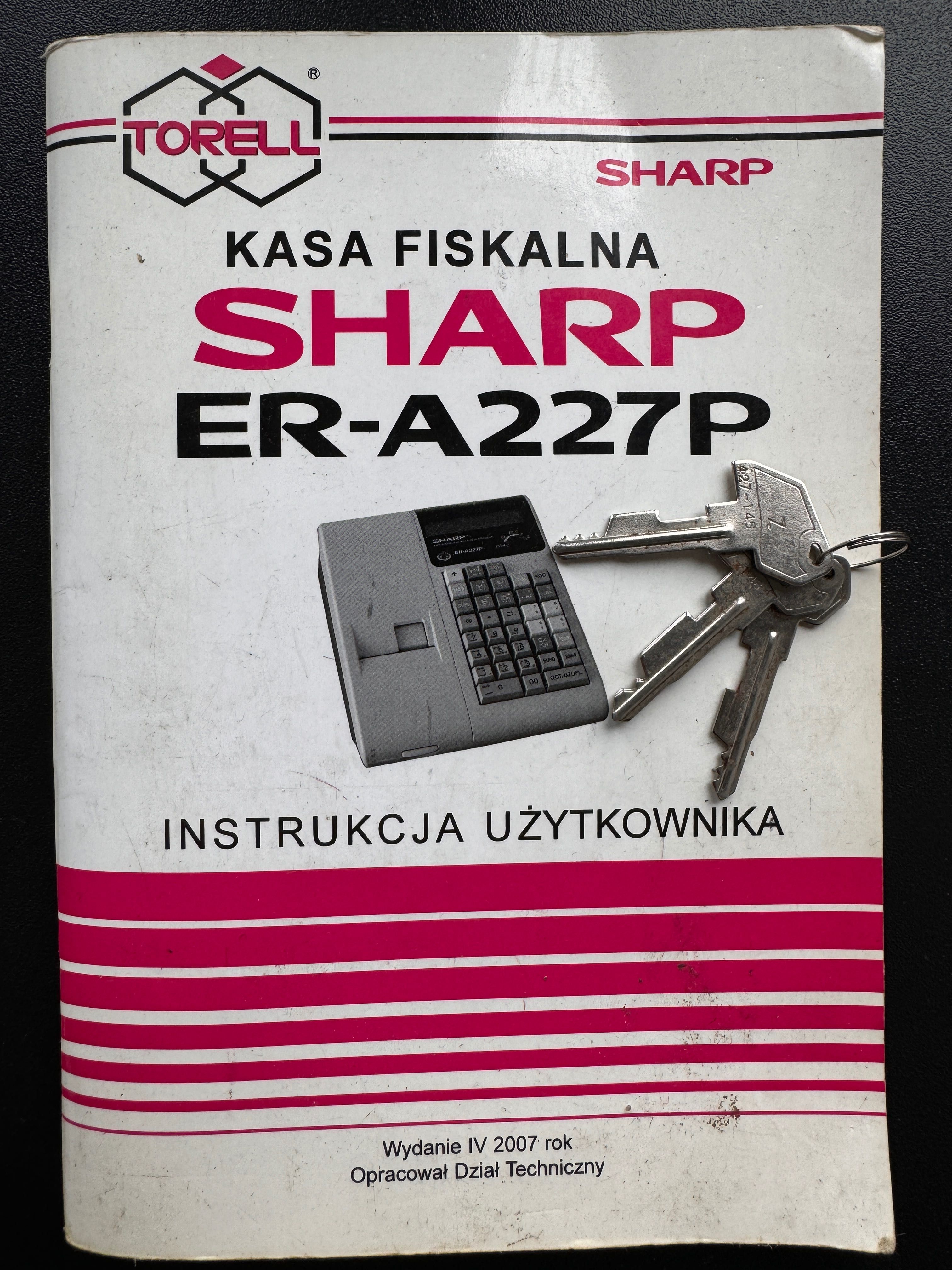 Klucz z kasa fiskalna i INSTRUKCJA Uzytkowania SHARP ER-A227P
