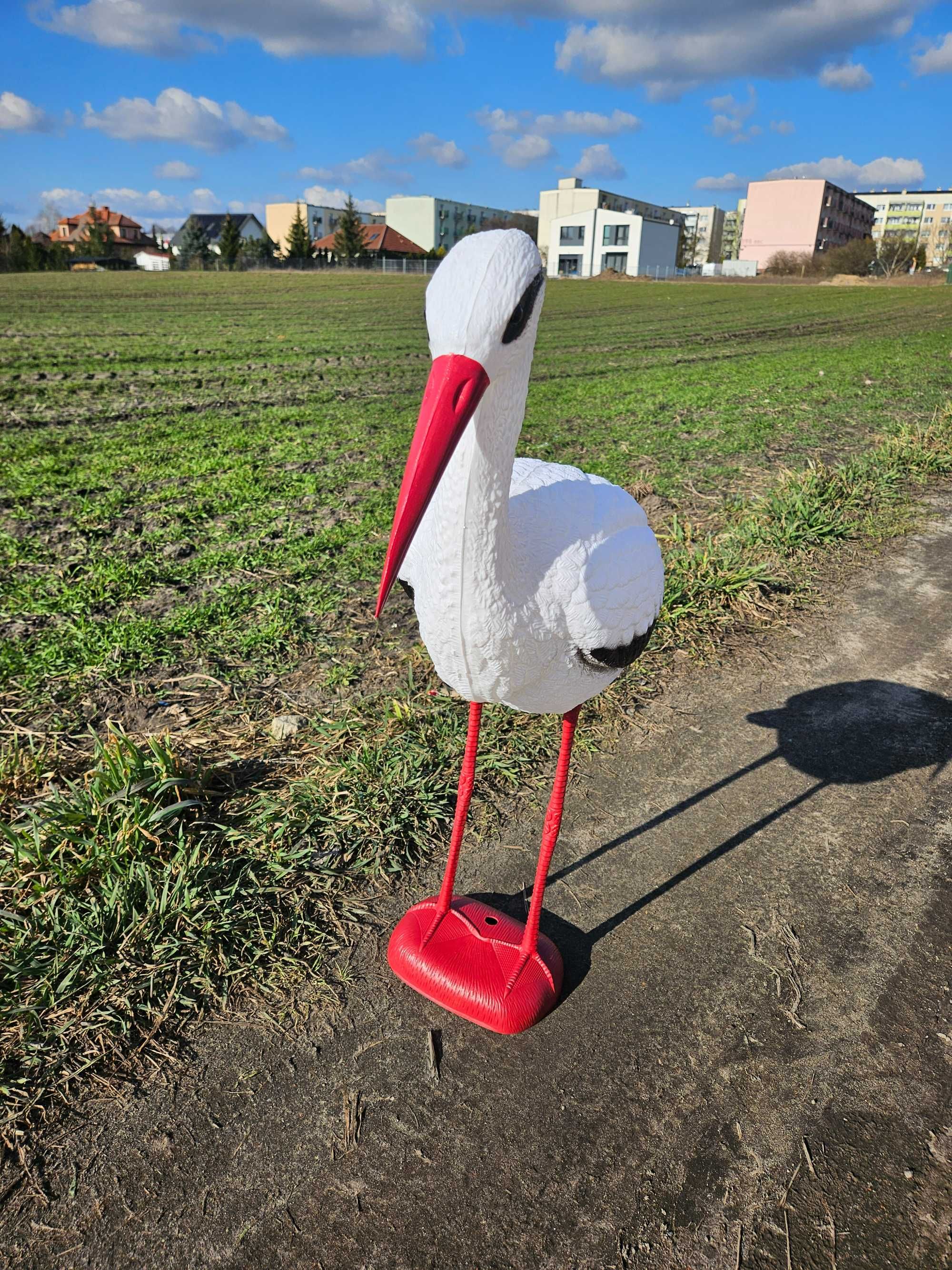 Wysoka figurka bocian bociek wiosna lato na ogród działkę prezent