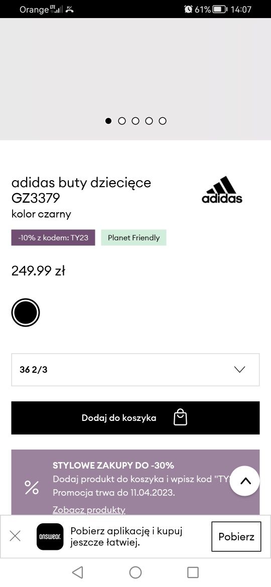 Buty dziecięce Adidas GZ3379 roz . 36 2/3