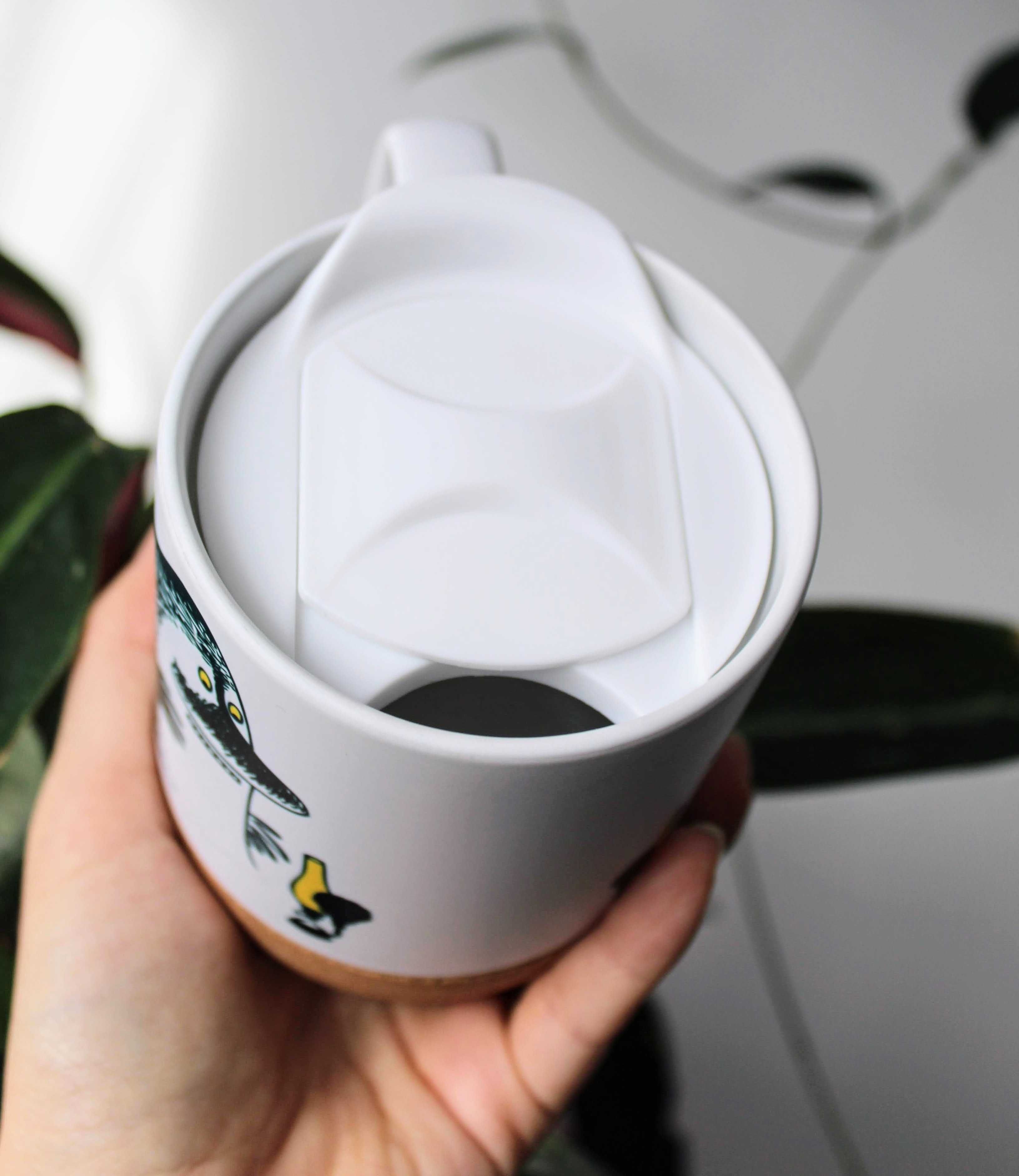 Kubek Buka i lampa Muminki, z pokrywką i podstawką, 300ml