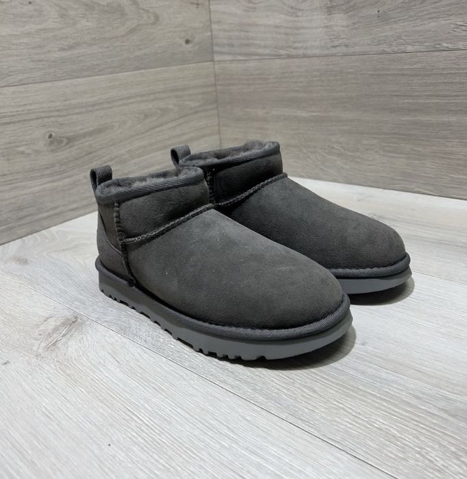 Оригінал UGG Ultra Mini grey уггі короткі сірі замшеві 36 37 38 39
