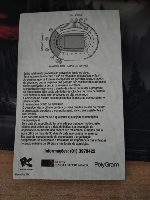 Bilhete Original U2 – PopMart Tour 1997 (Lisboa, Estádio Alvalade)