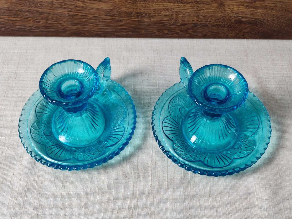 Kaganki , świeczniki HSG Ząbkowice - 406 - turkusowe -Szkło manganowe