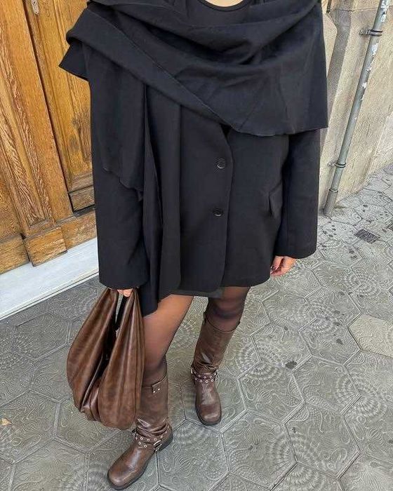 Вовняний жакет/пальто з шарфом оверсайз XS-S-M-L zara