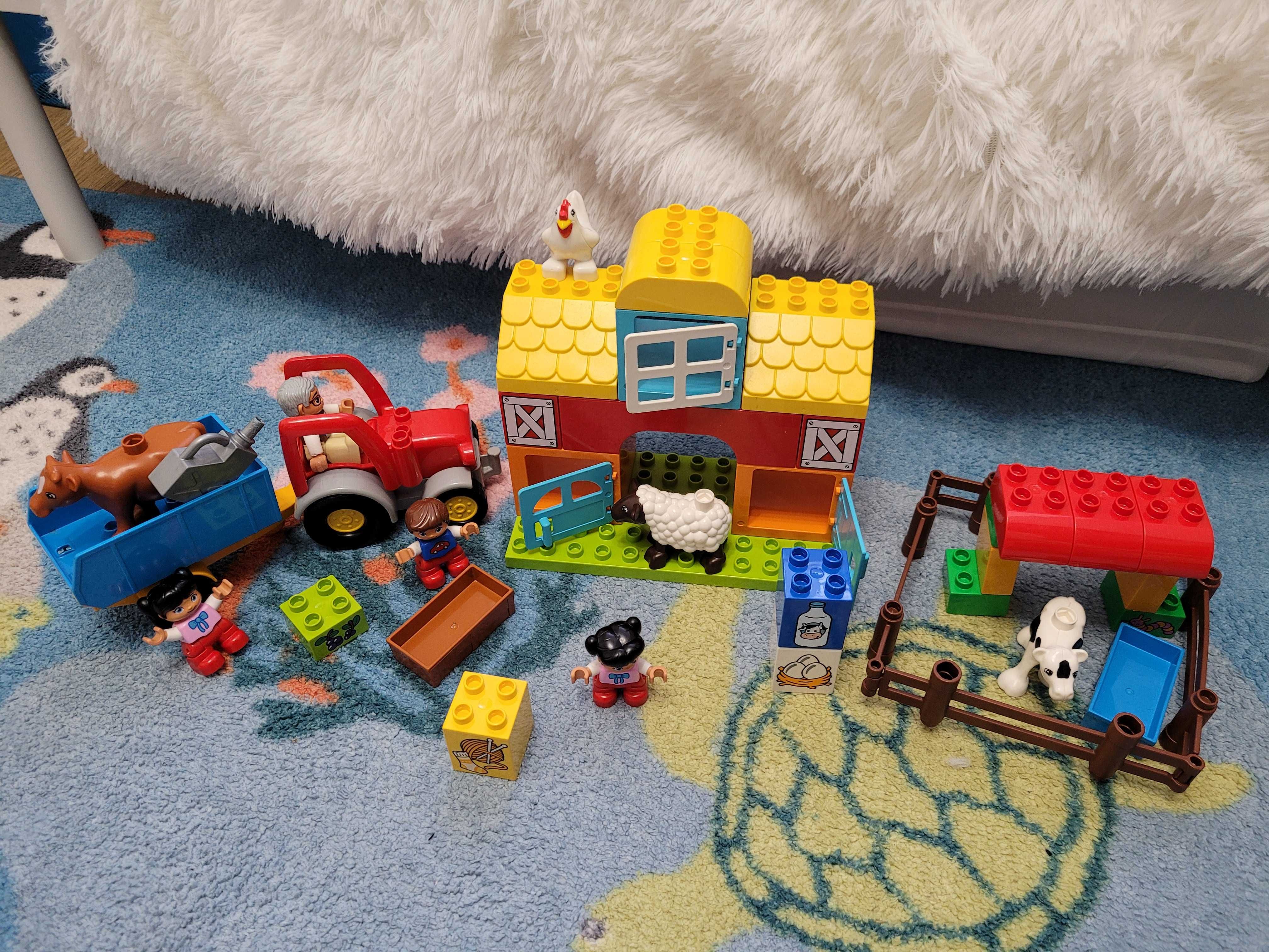 Lego duplo, zestaw, mix , farma, traktor,  cieżarowka, cyferki
