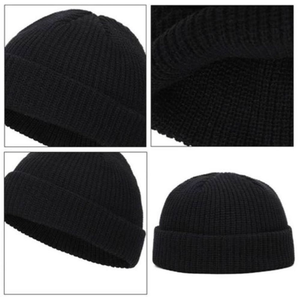 Нова шапка біні у чорному кольорі, шапка beanie, коротка шапка
