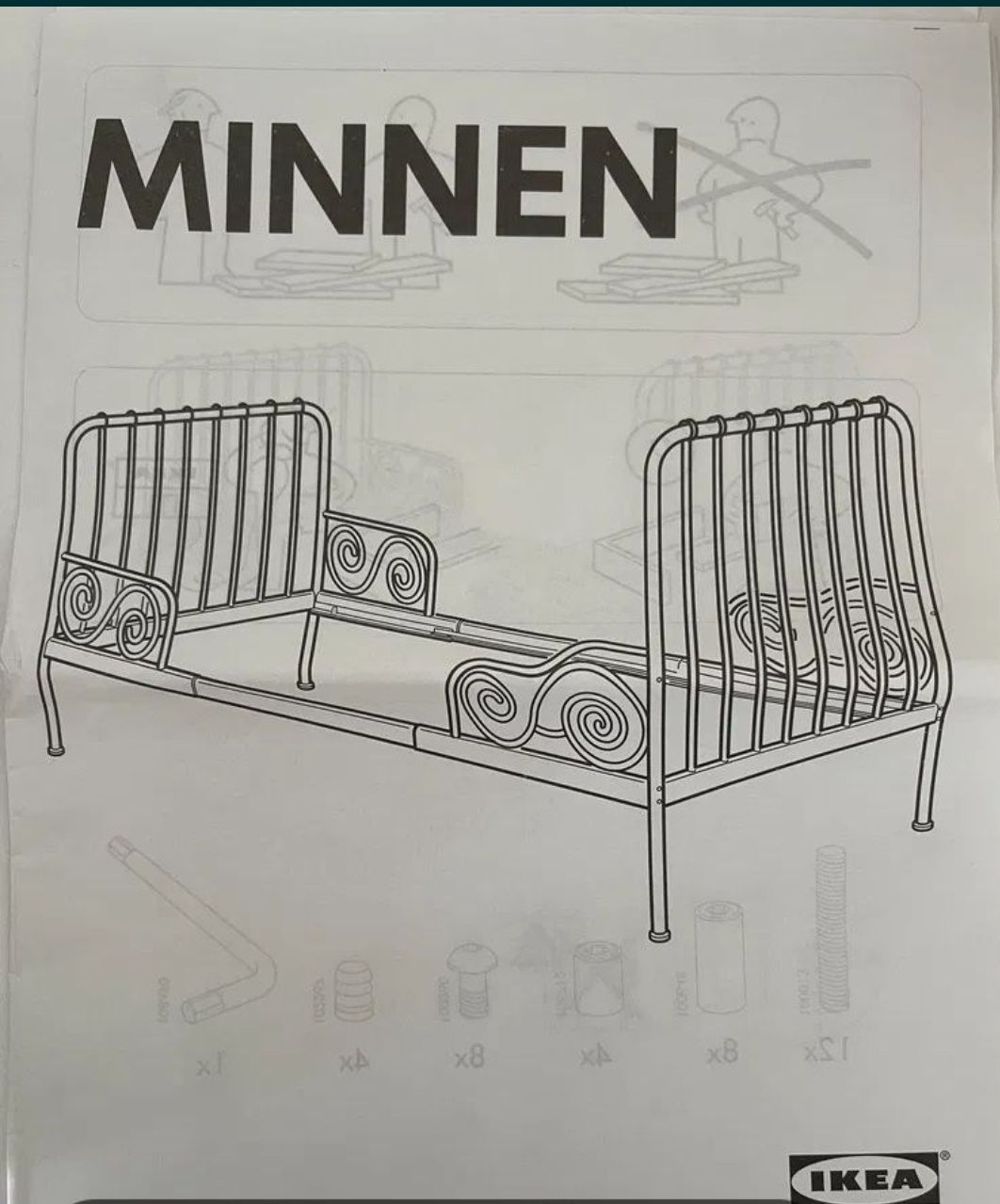 Cama extensível IKEA MINNEN com estrado e colchão