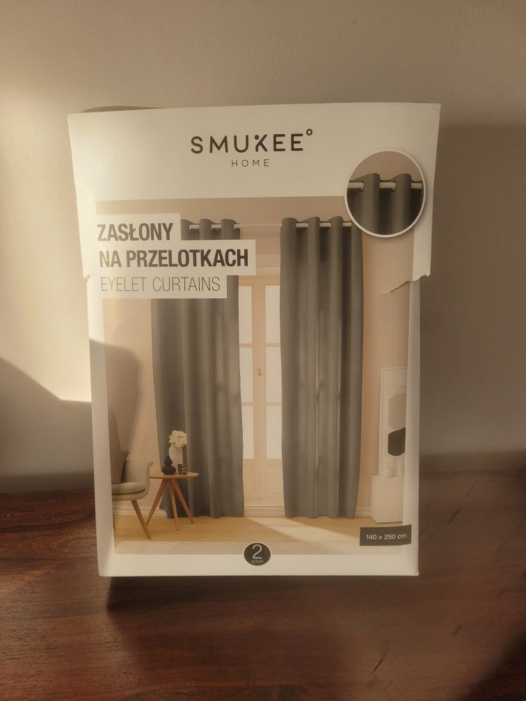 Nowe zasłony Smukee 140x250 aksamitne, jasne szare