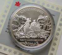 Канада 1 доллар 1989 Река Маккензи Серебро Пруф Банк-комплект