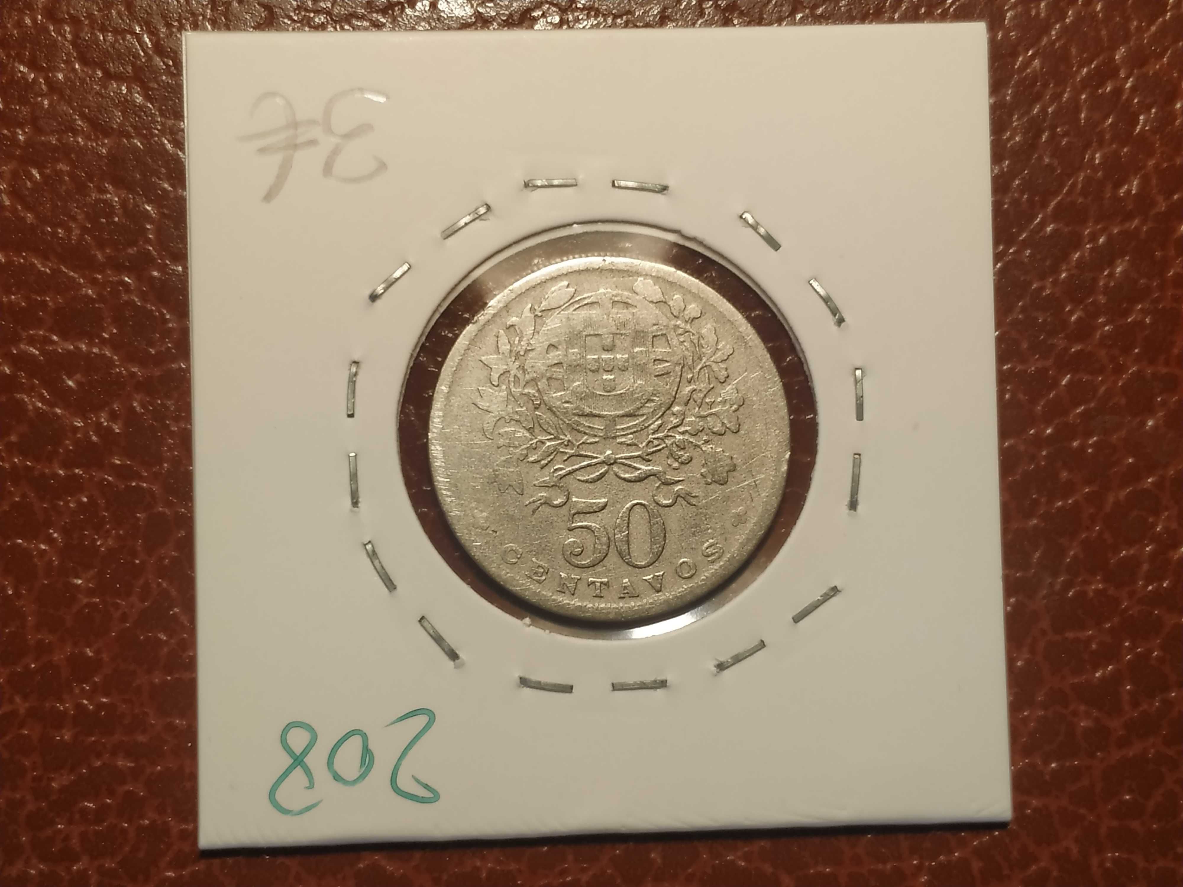 208 Portugal - moeda de 50 centavos de 1938 (alpaca)