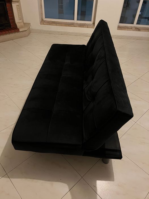 Sofá, preto, veludo (como novo)