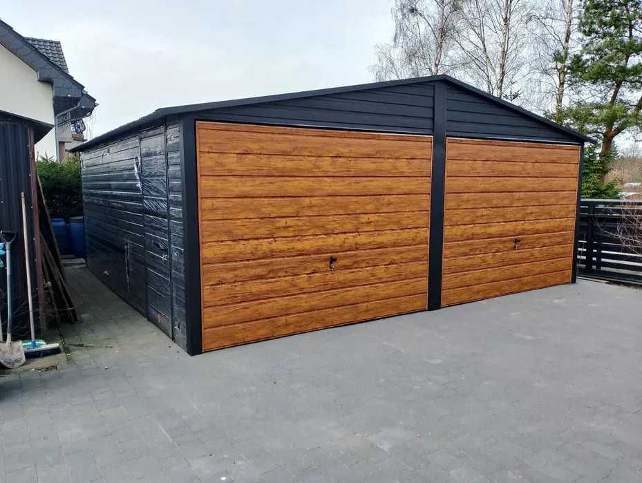 Garaż blaszany podwójny 6x5, 6x6, 6x7, 7x5 - Blaszak Antracyt  Grafit