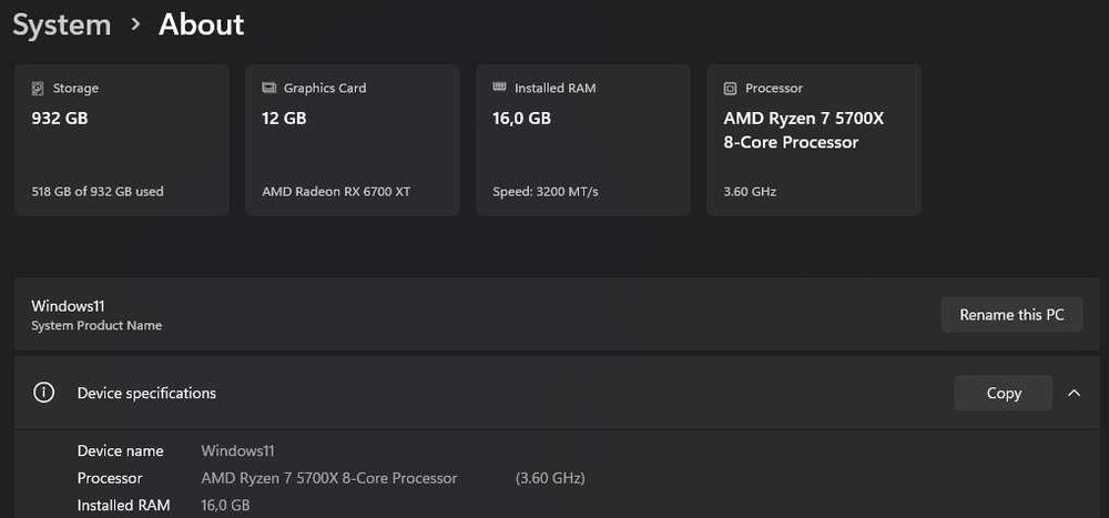 Ігровий комп'ютер Mini | Ryzen 5700X | RX 6700XT | 16GB | 1TB