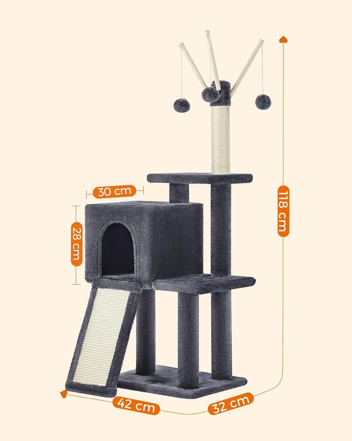 Drapak drzewko dla kota 118cm domek stabilny wieża
