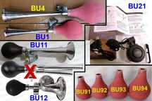 Buzinas de pêra e corneta para motorizada, bicicleta