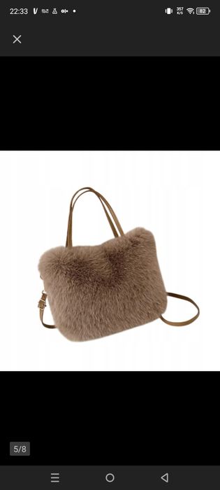 Nowa futrzana torebka listonoszka ciemny beż futerko kawa