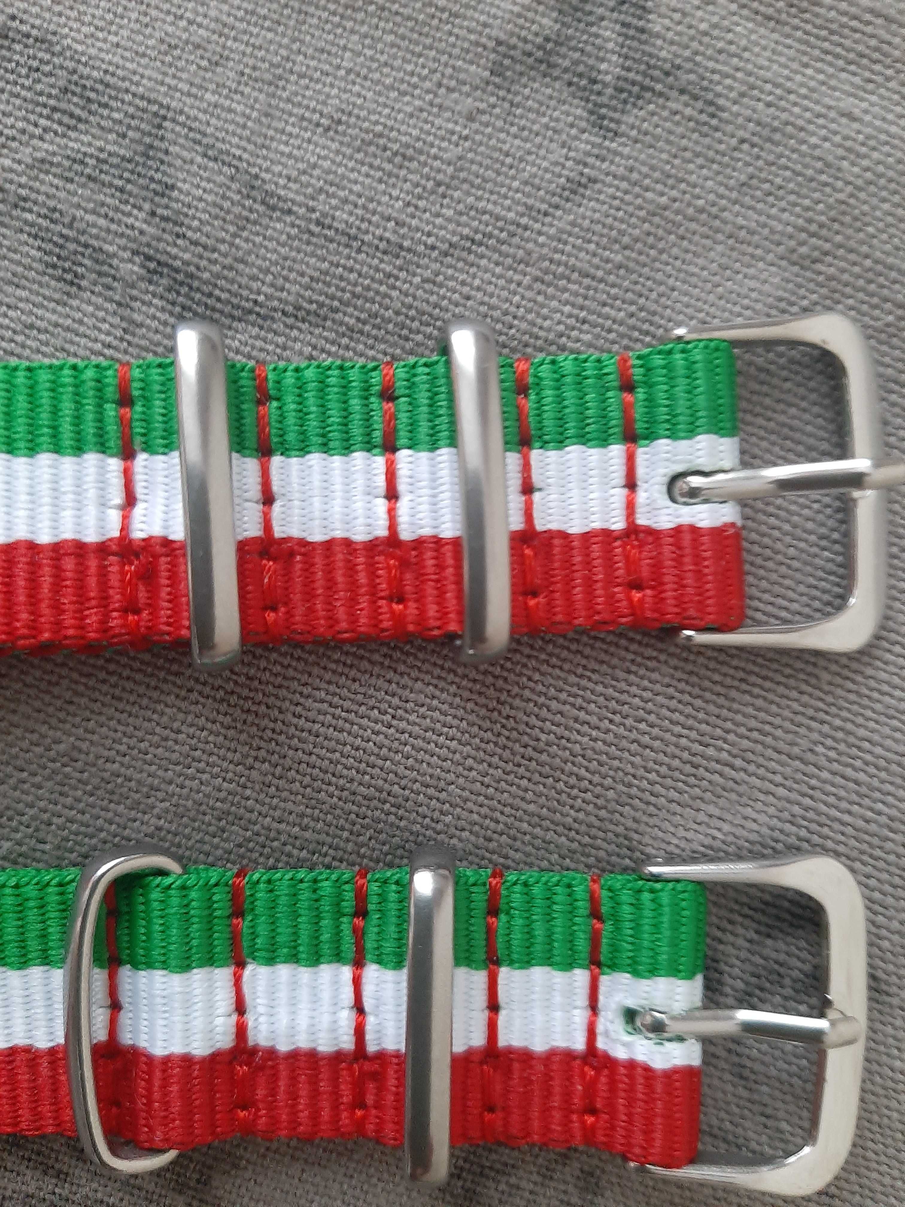 Ремешок нейлон к часам,18 мм, итальянский флаг.Фанатам, футбол,подарок