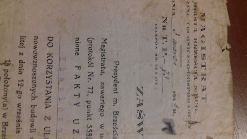 Z 1945 r. Potwierdzenia przyjęcia wniosku rejestracji szkód wojennych