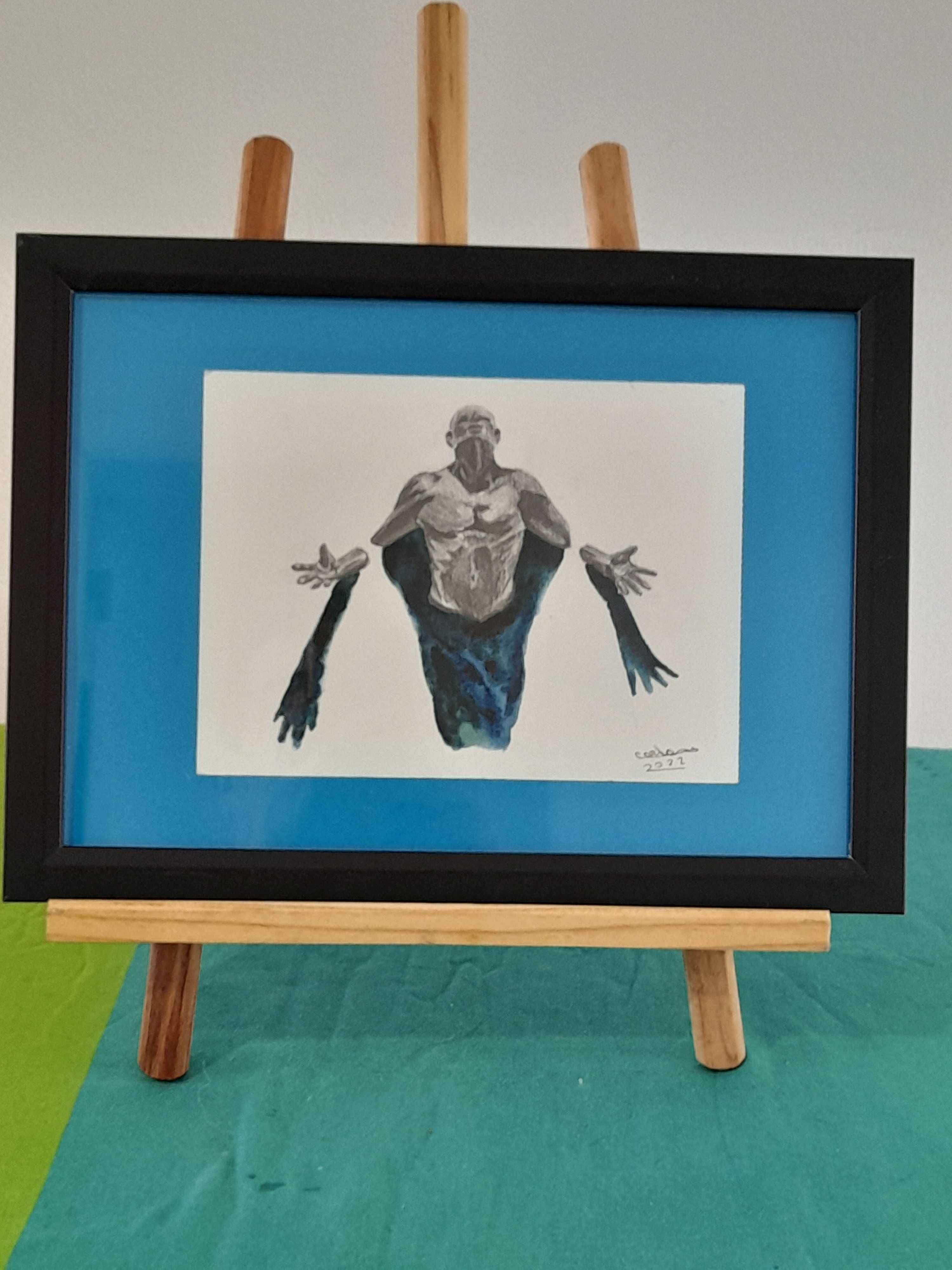 Quadro, desenho original com moldura
