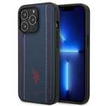 Etui U.S. Polo Assn. Leather Stitch na iPhone 14 Pro Max - granatowe