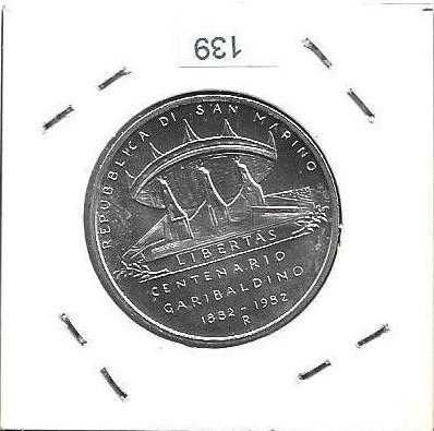 San Marino - - 500 Lire - 1982 - - Giuseppe Garibaldi - Moeda de Prata