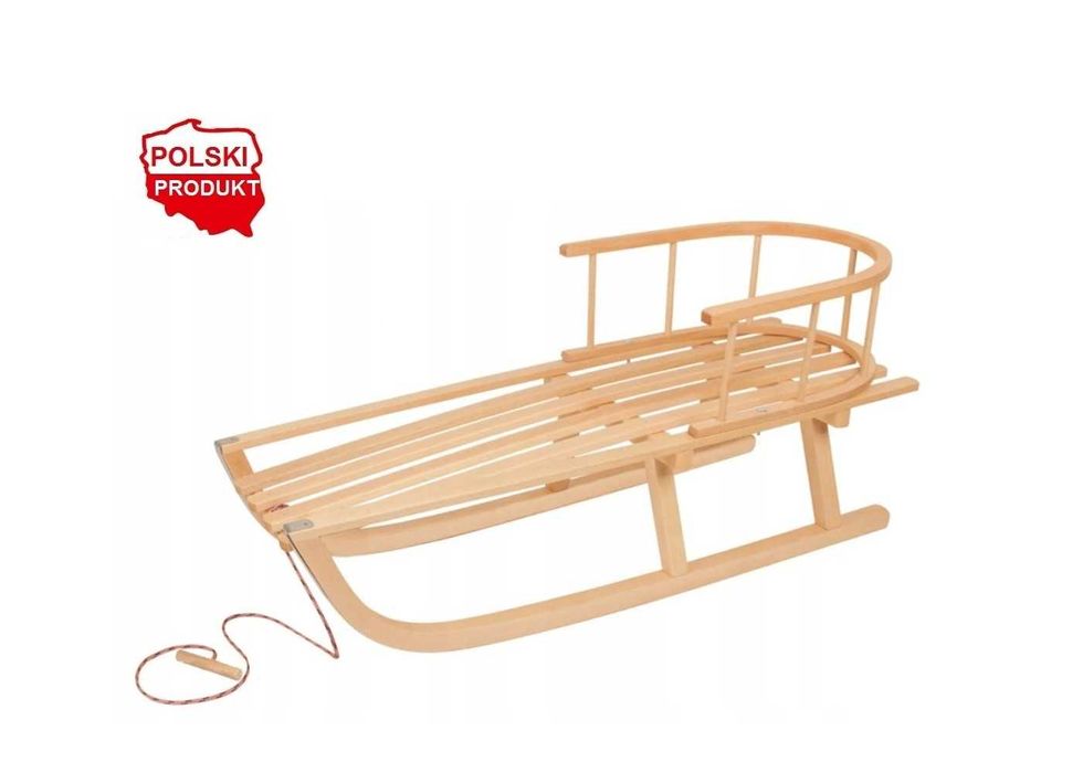 Nowe sanki drewniane z oparciem