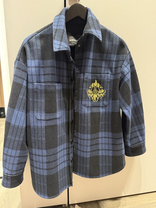 Жіноча тепла рубашка сорочка в клітинку синя чорна MARSEGO