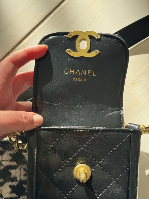 Розкішна сумочка для телефону Chanel жіноча чорна Шанель