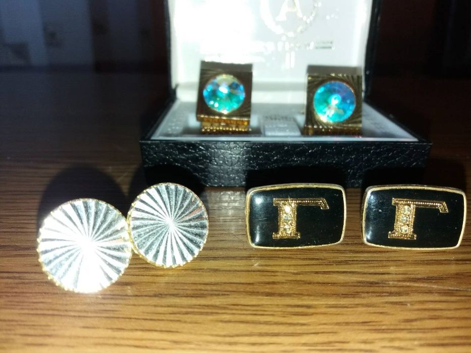 Запонки СССР Новые Эмаль Камни Сваровски Арбузное стекло