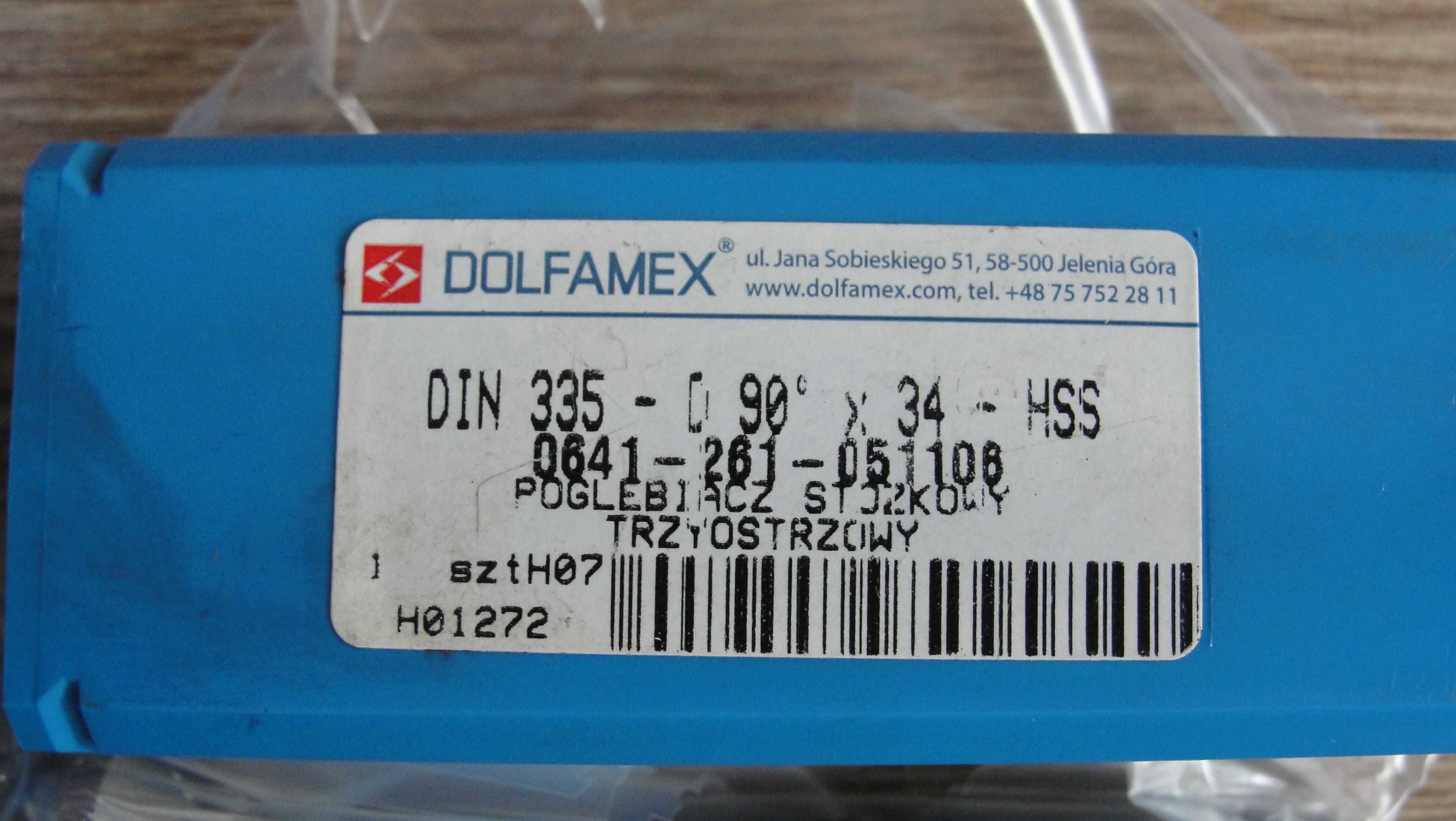 Pogłębiacz stożkowy trzyostrzowy Fi 34 - 90° DIN 335-D HSS Dolfamex