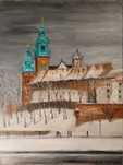 Obraz olejny " Wawel w zimie"