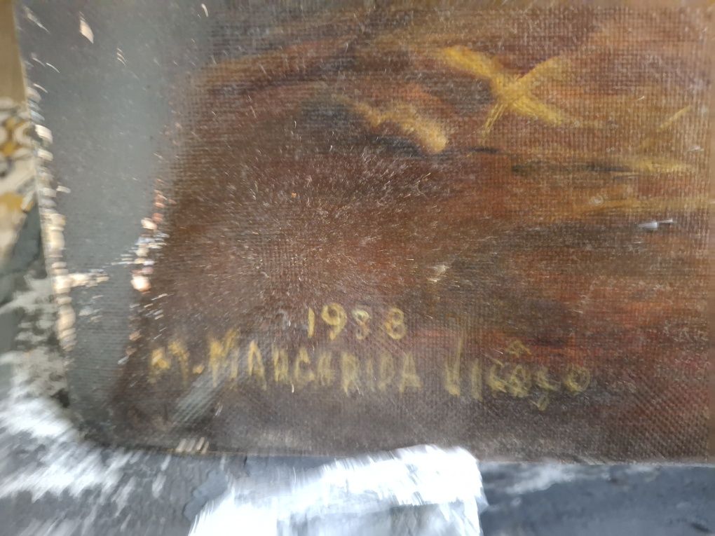 Quadro a óleo  Maria Margarida Vigoco vigoso datado e assinado naturez