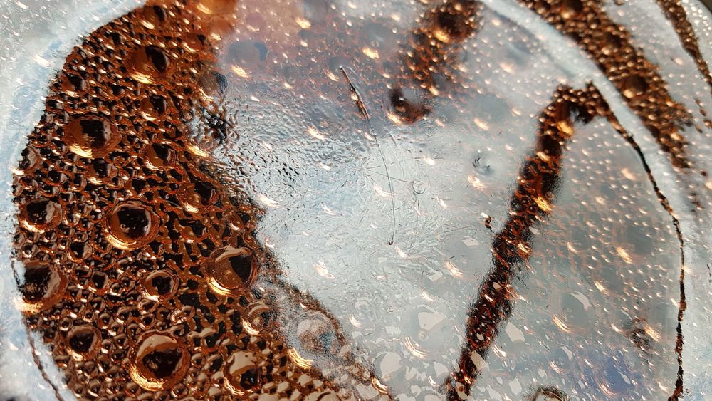 Zestaw: talerz + 6x talerzyk ASTEROID, Ząbkowice, kolorowe szkło PRL