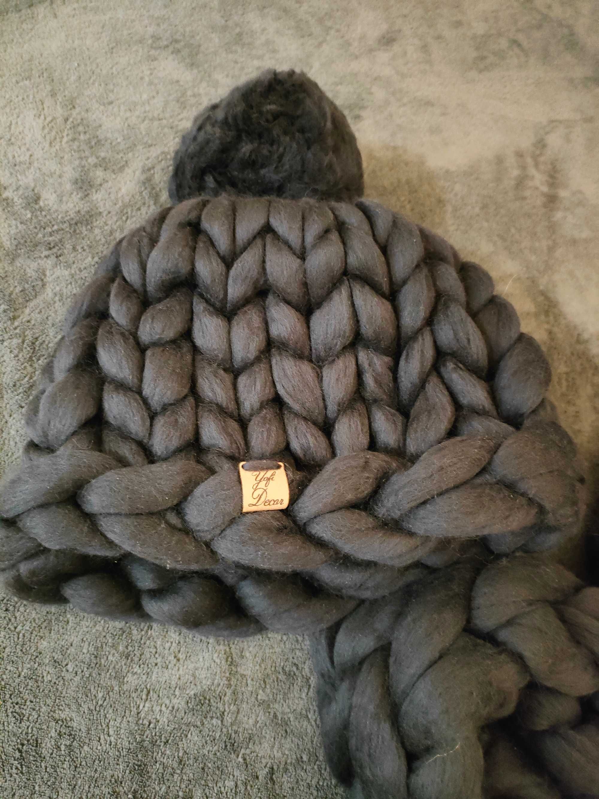 Yofi Decor Czapka, Szalik kolor granatowy